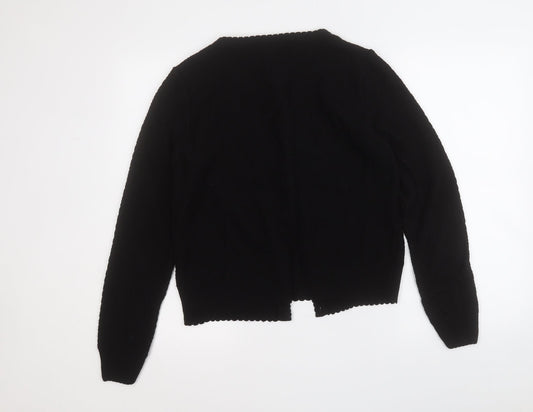 TU Womens Black Round Neck  Acrylic Cardigan Jumper Size 14