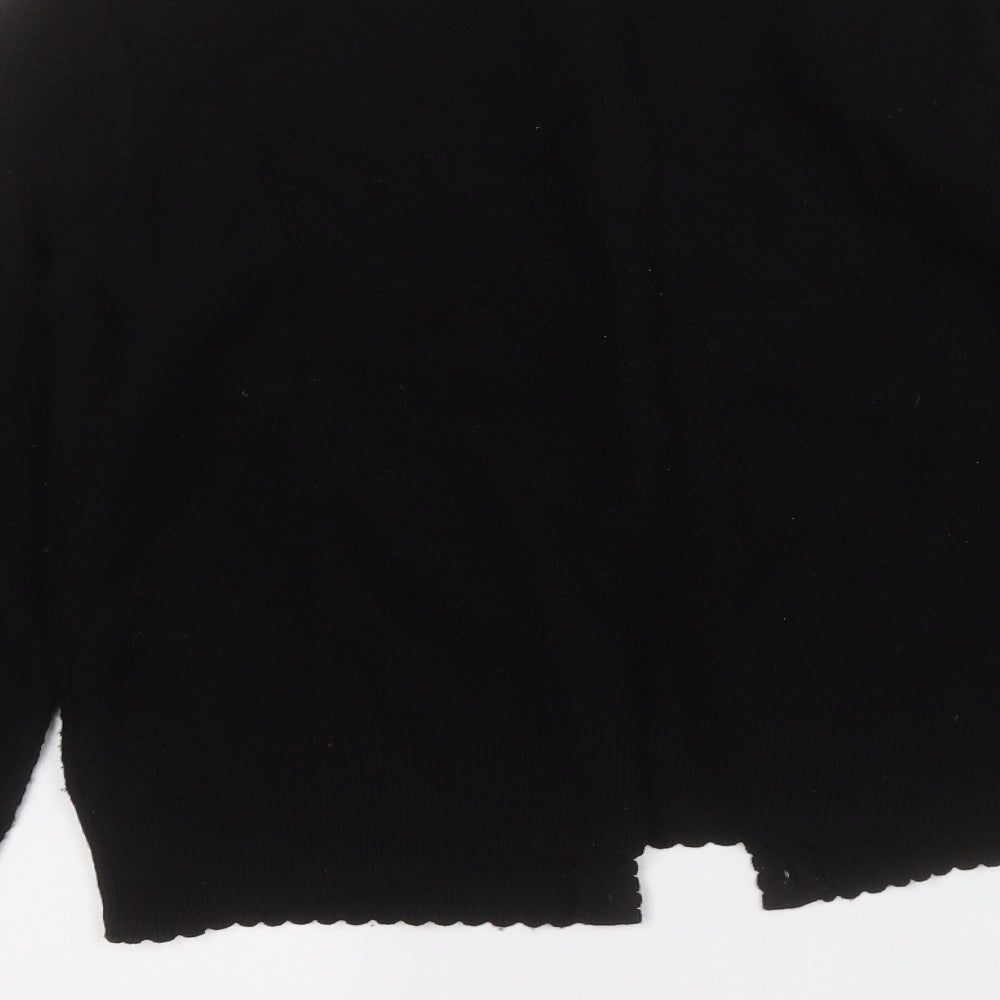 TU Womens Black Round Neck  Acrylic Cardigan Jumper Size 14