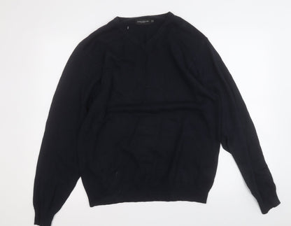 RUSSELL COLLECTION Mens Blue V-Neck  Cotton Pullover Jumper Size M