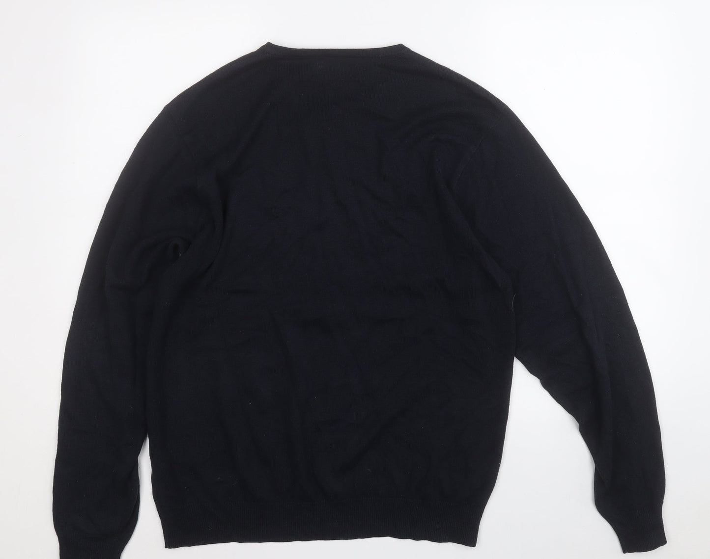 RUSSELL COLLECTION Mens Blue V-Neck  Cotton Pullover Jumper Size M