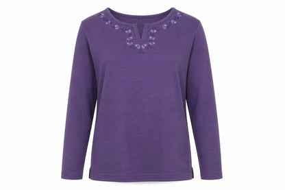 Bonmarché Womens Purple Round Neck Polyester Pullover Jumper Size S