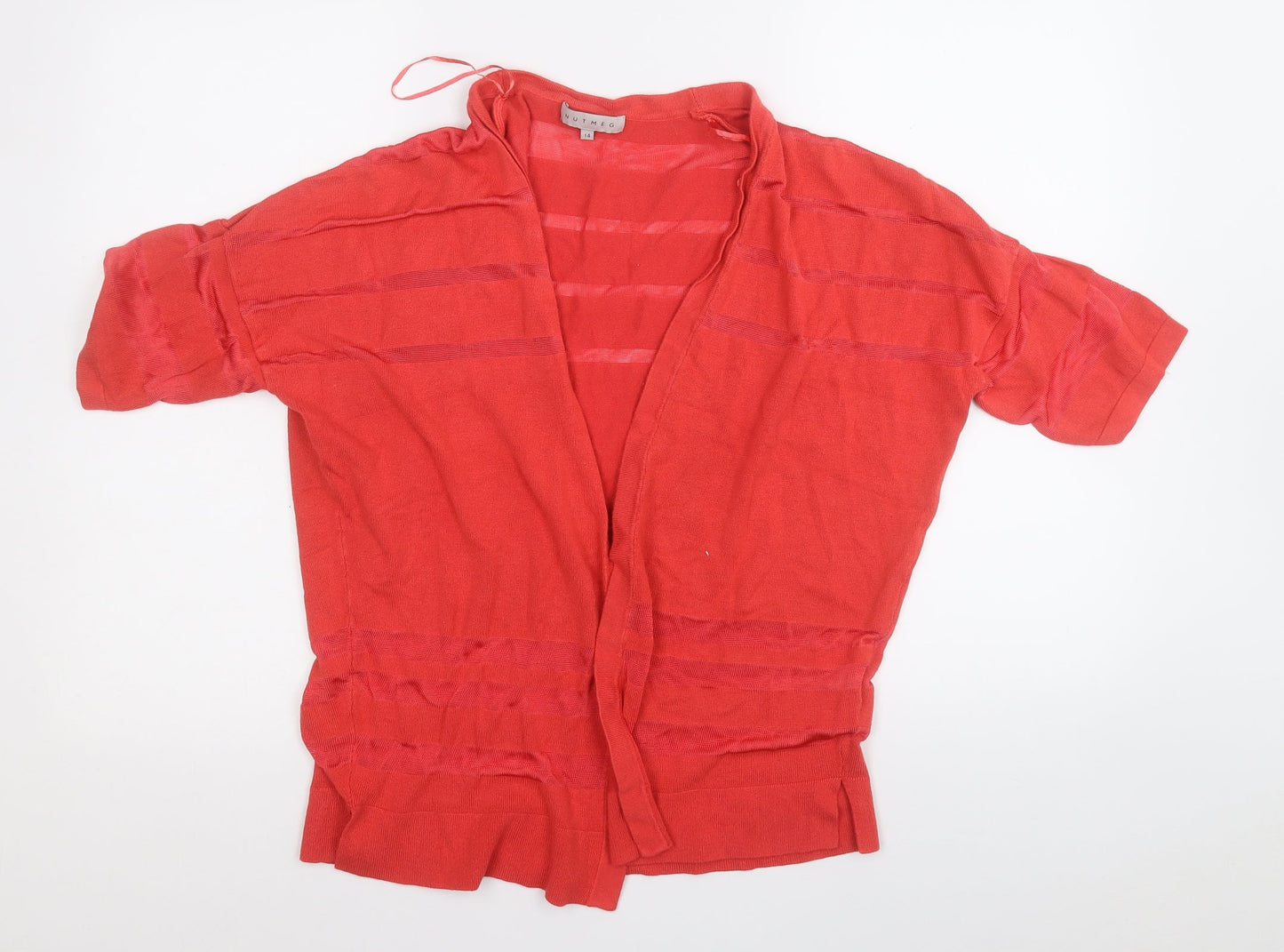 Nutmeg Womens Red V-Neck  Viscose Cardigan Jumper Size 14