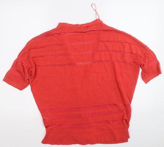 Nutmeg Womens Red V-Neck  Viscose Cardigan Jumper Size 14