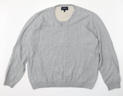 Blue Harbour Mens Grey V-Neck  Polyester Pullover Jumper Size L