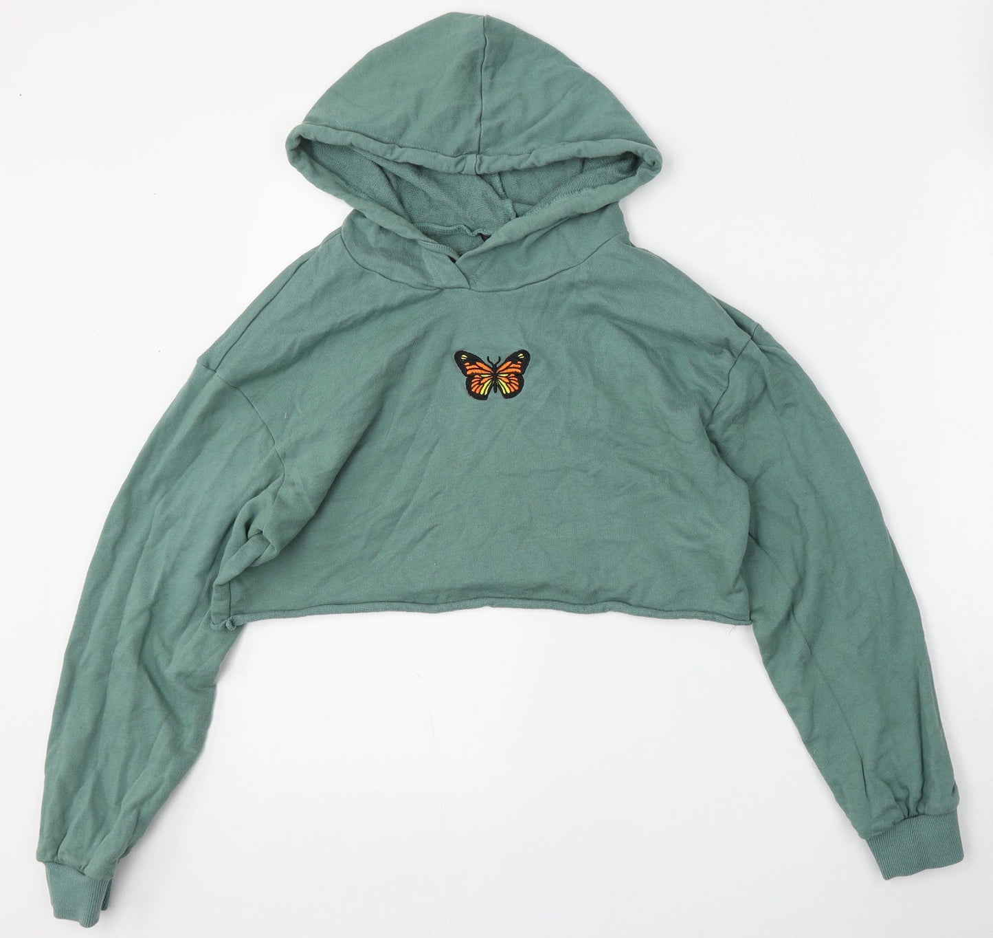 SheIn Womens Green  Cotton Pullover Hoodie Size M