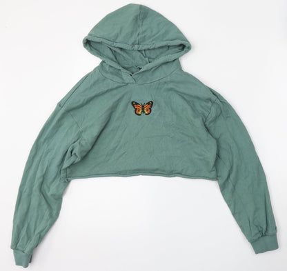 SheIn Womens Green  Cotton Pullover Hoodie Size M