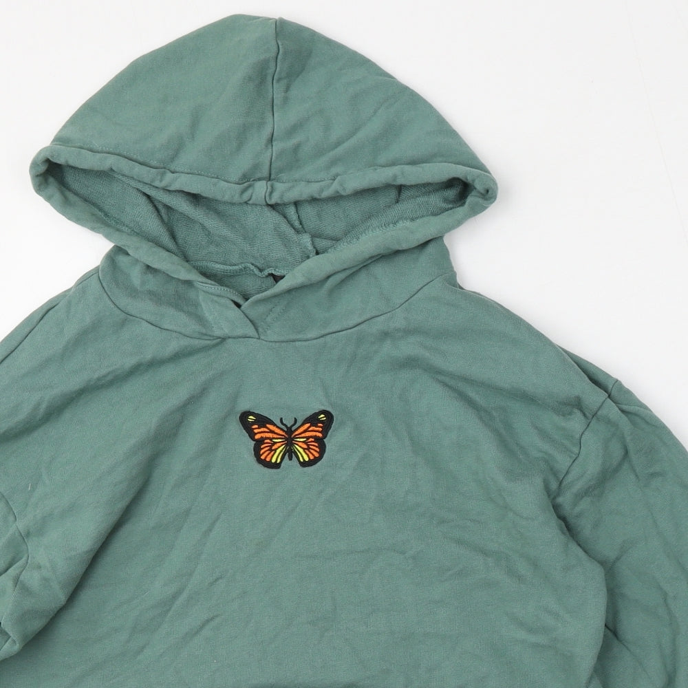 SheIn Womens Green  Cotton Pullover Hoodie Size M