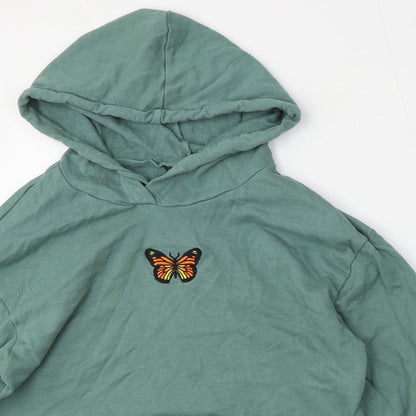 SheIn Womens Green  Cotton Pullover Hoodie Size M