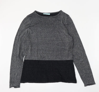 Avenue Womens Silver Round Neck  Cotton Pullover Jumper Size 12
