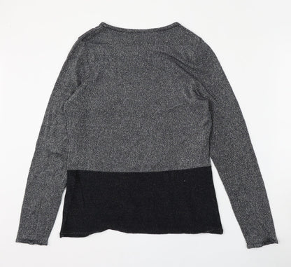 Avenue Womens Silver Round Neck  Cotton Pullover Jumper Size 12