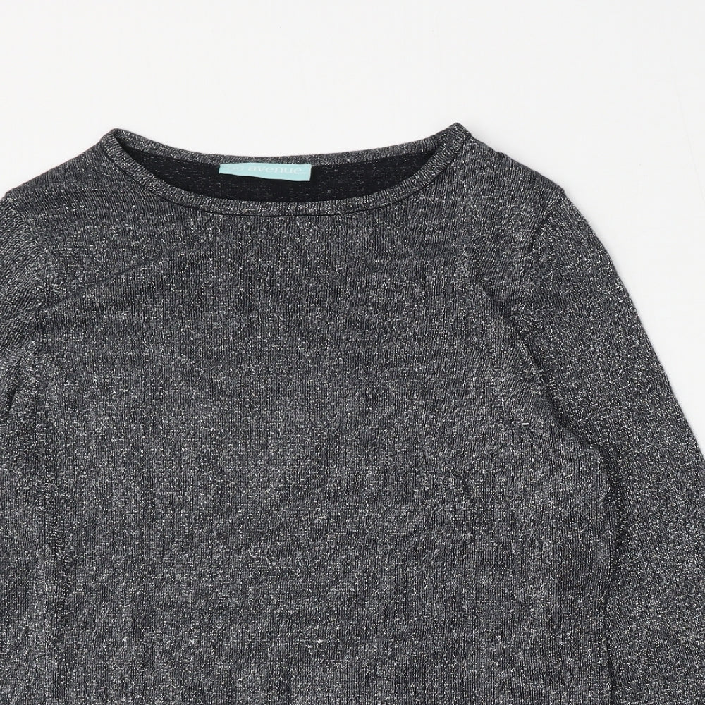 Avenue Womens Silver Round Neck  Cotton Pullover Jumper Size 12