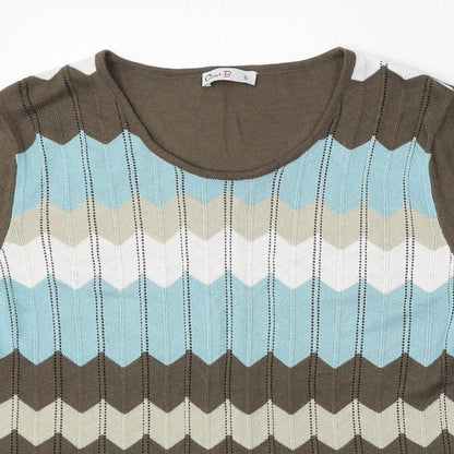 Oscar B Womens Brown Round Neck Geometric Viscose Pullover Jumper Size S