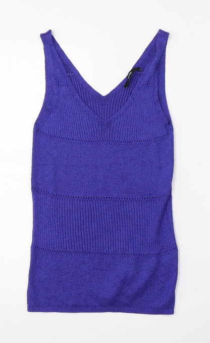 George Womens Purple V-Neck  Viscose Vest Jumper Size 12