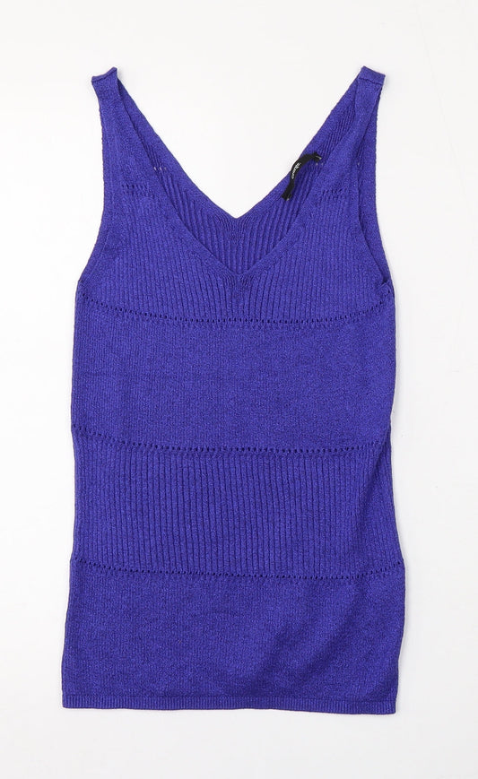 George Womens Purple V-Neck  Viscose Vest Jumper Size 12