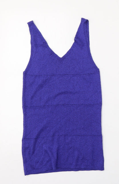 George Womens Purple V-Neck  Viscose Vest Jumper Size 12
