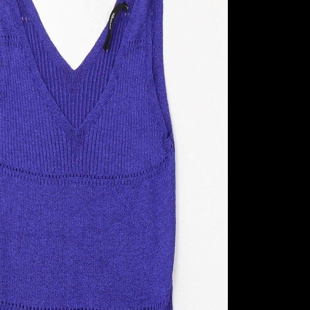 George Womens Purple V-Neck  Viscose Vest Jumper Size 12