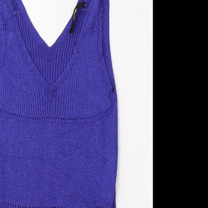 George Womens Purple V-Neck  Viscose Vest Jumper Size 12