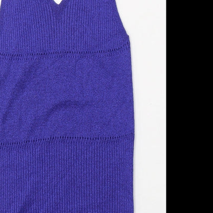 George Womens Purple V-Neck  Viscose Vest Jumper Size 12