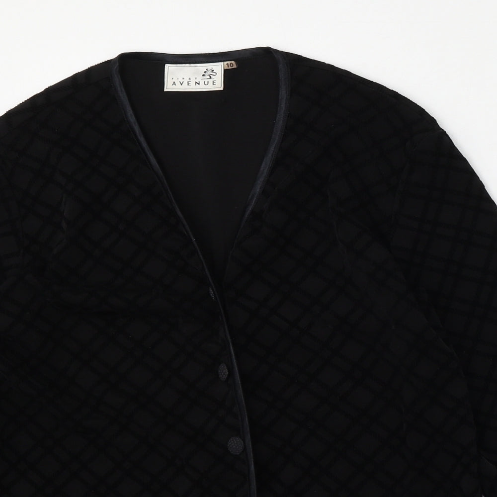 First Avenue Womens Black Geometric  Jacket  Size 10  Button