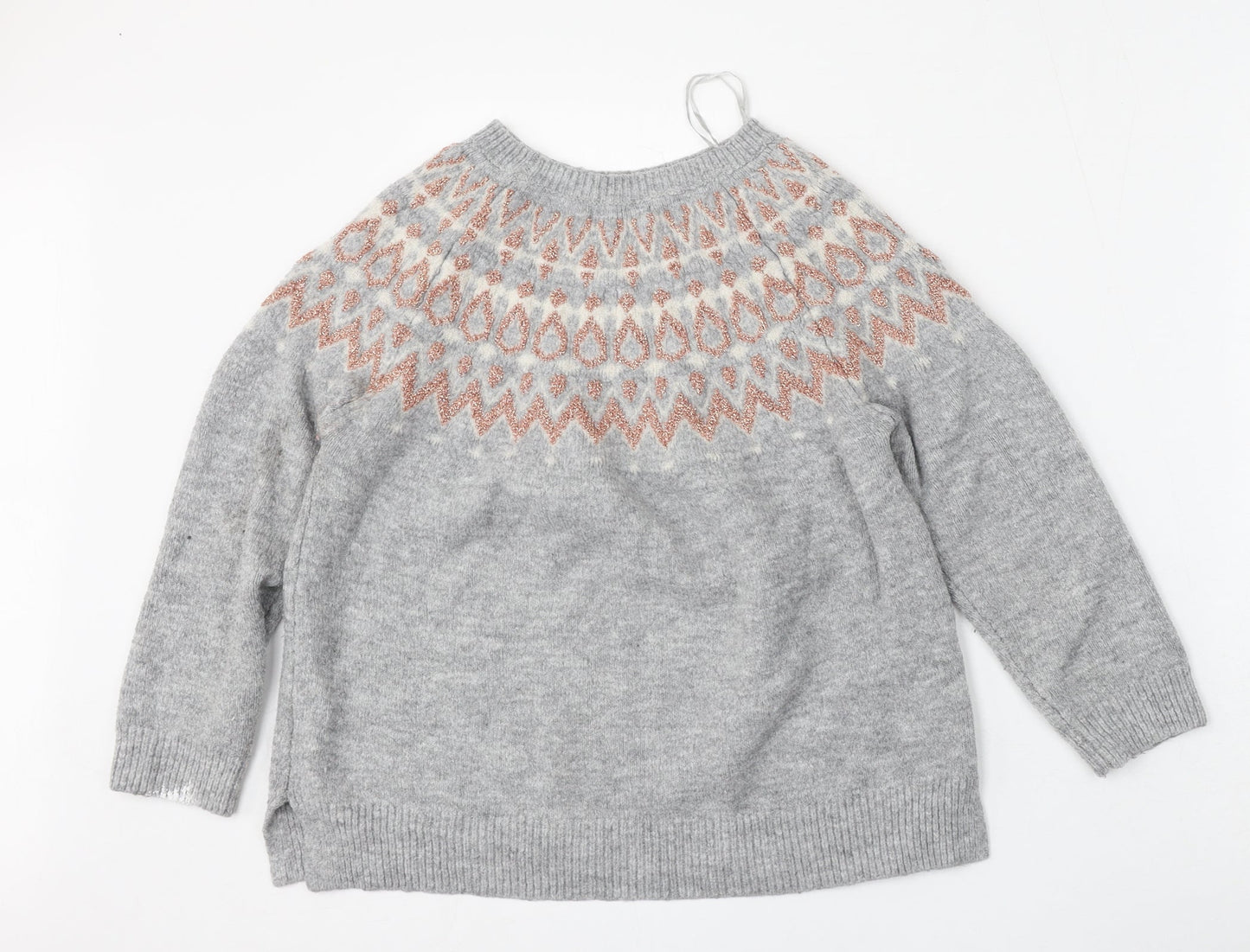 F&F Womens Grey Round Neck  Acrylic Pullover Jumper Size 14