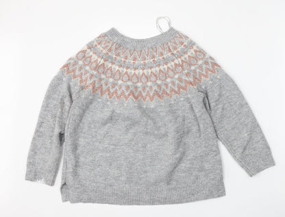 F&F Womens Grey Round Neck  Acrylic Pullover Jumper Size 14