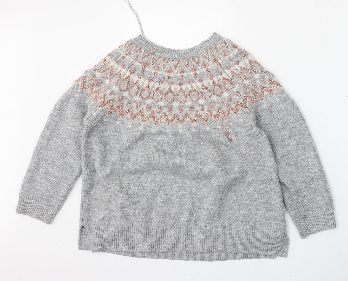 F&F Womens Grey Round Neck  Acrylic Pullover Jumper Size 14