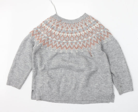 F&F Womens Grey Round Neck  Acrylic Pullover Jumper Size 14