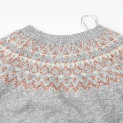F&F Womens Grey Round Neck  Acrylic Pullover Jumper Size 14