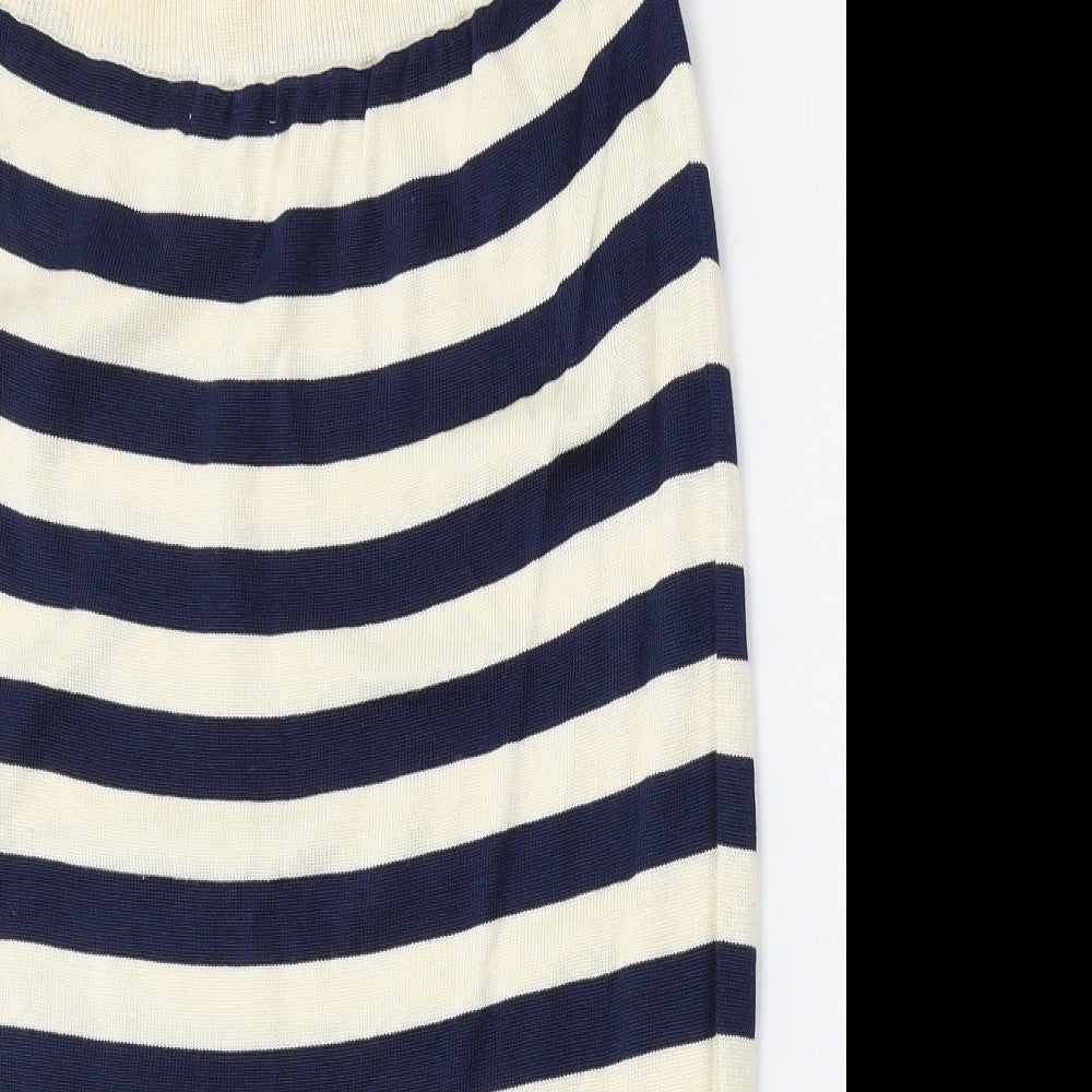 House of Fraser Womens White Striped Cotton Straight & Pencil Skirt Size L