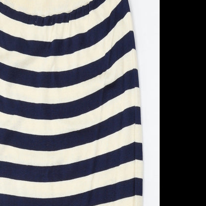 House of Fraser Womens White Striped Cotton Straight & Pencil Skirt Size L