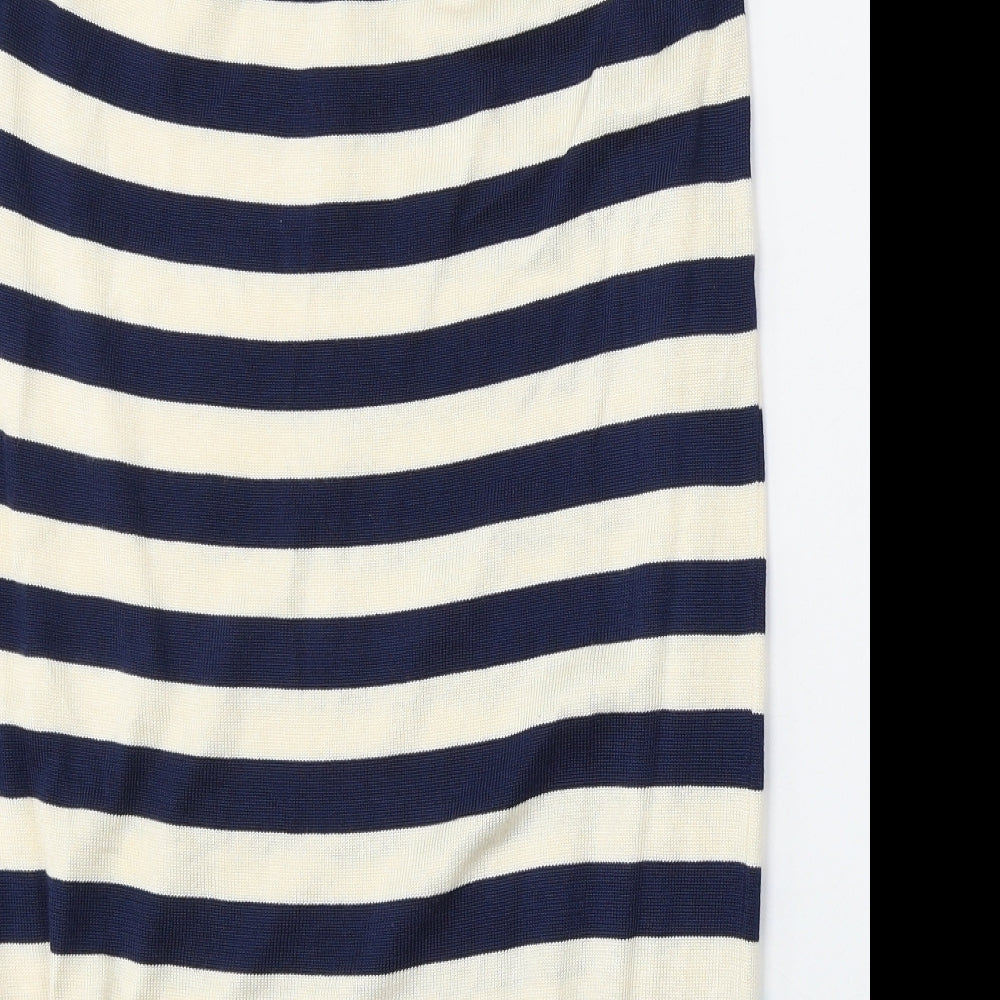 House of Fraser Womens White Striped Cotton Straight & Pencil Skirt Size L