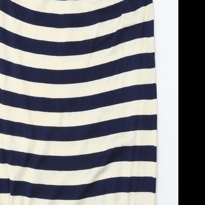 House of Fraser Womens White Striped Cotton Straight & Pencil Skirt Size L