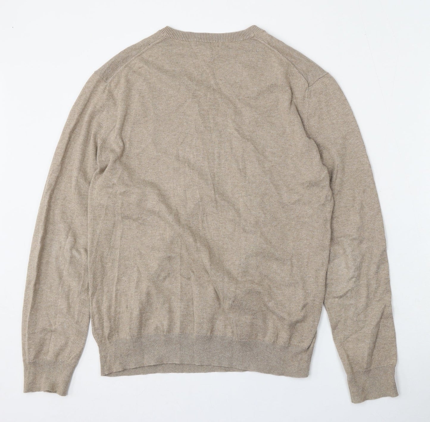 Gap Mens Beige V-Neck  Cotton Pullover Jumper Size M