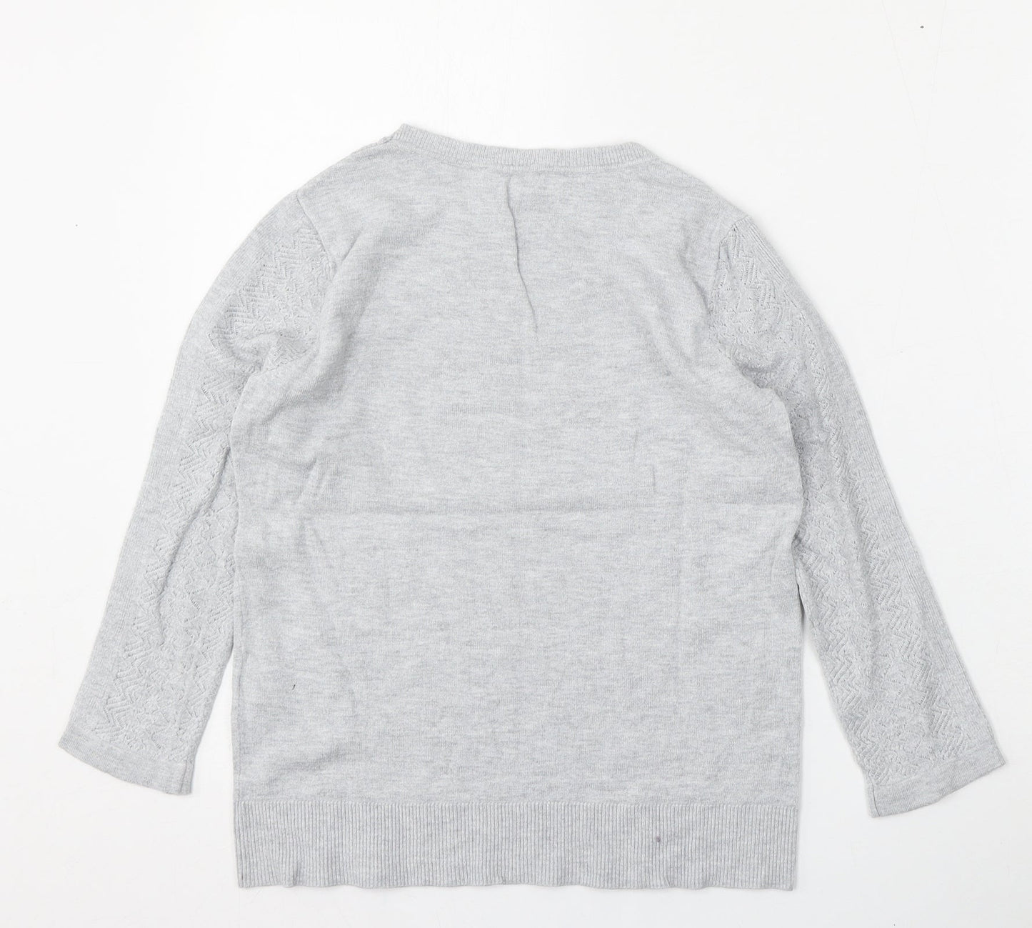 Warehouse Womens Grey Round Neck  Viscose Pullover Jumper Size 10