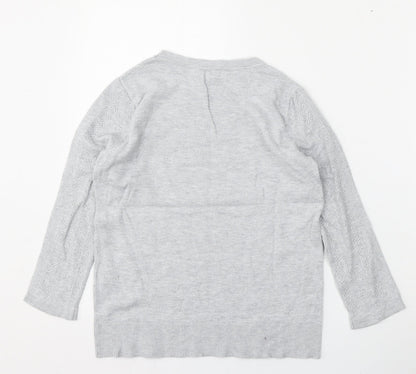 Warehouse Womens Grey Round Neck  Viscose Pullover Jumper Size 10