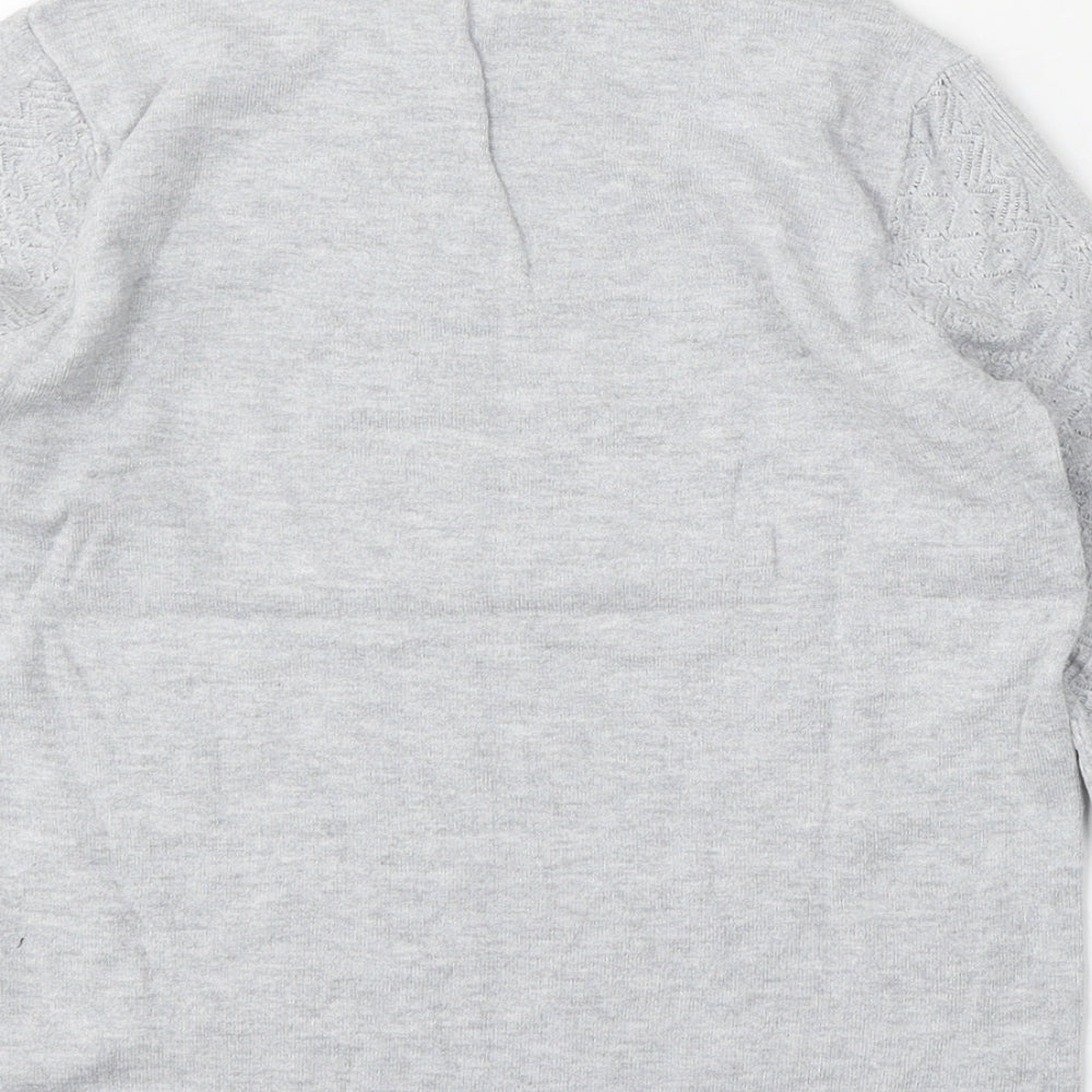Warehouse Womens Grey Round Neck  Viscose Pullover Jumper Size 10
