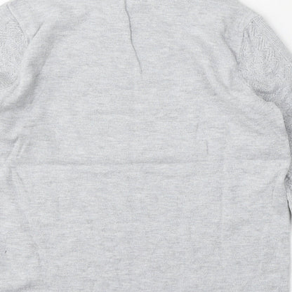 Warehouse Womens Grey Round Neck  Viscose Pullover Jumper Size 10