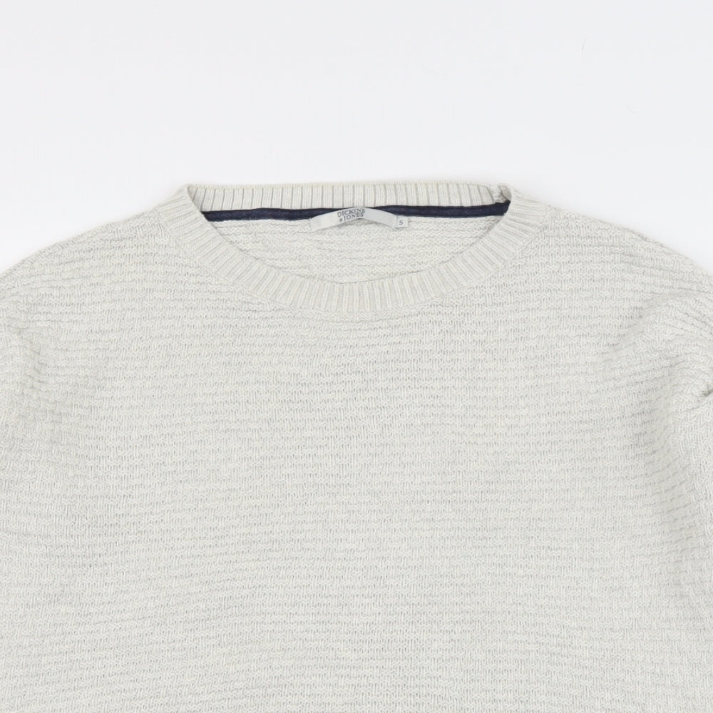 Dickens & Jones Mens Beige Round Neck  Cotton Pullover Jumper Size S