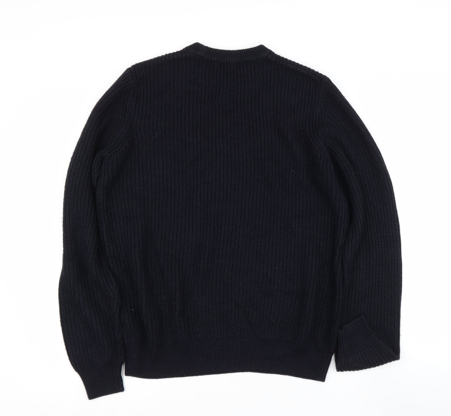 TU Mens Black Round Neck  Polyester Pullover Jumper Size M