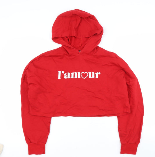 H&M Womens Red  Cotton Pullover Sweatshirt Size S   - Heart