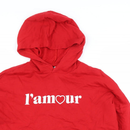 H&M Womens Red  Cotton Pullover Sweatshirt Size S   - Heart