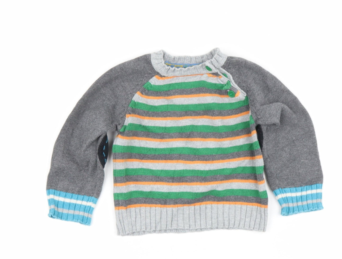 George  Grey Striped Cotton Cardigan Jumper