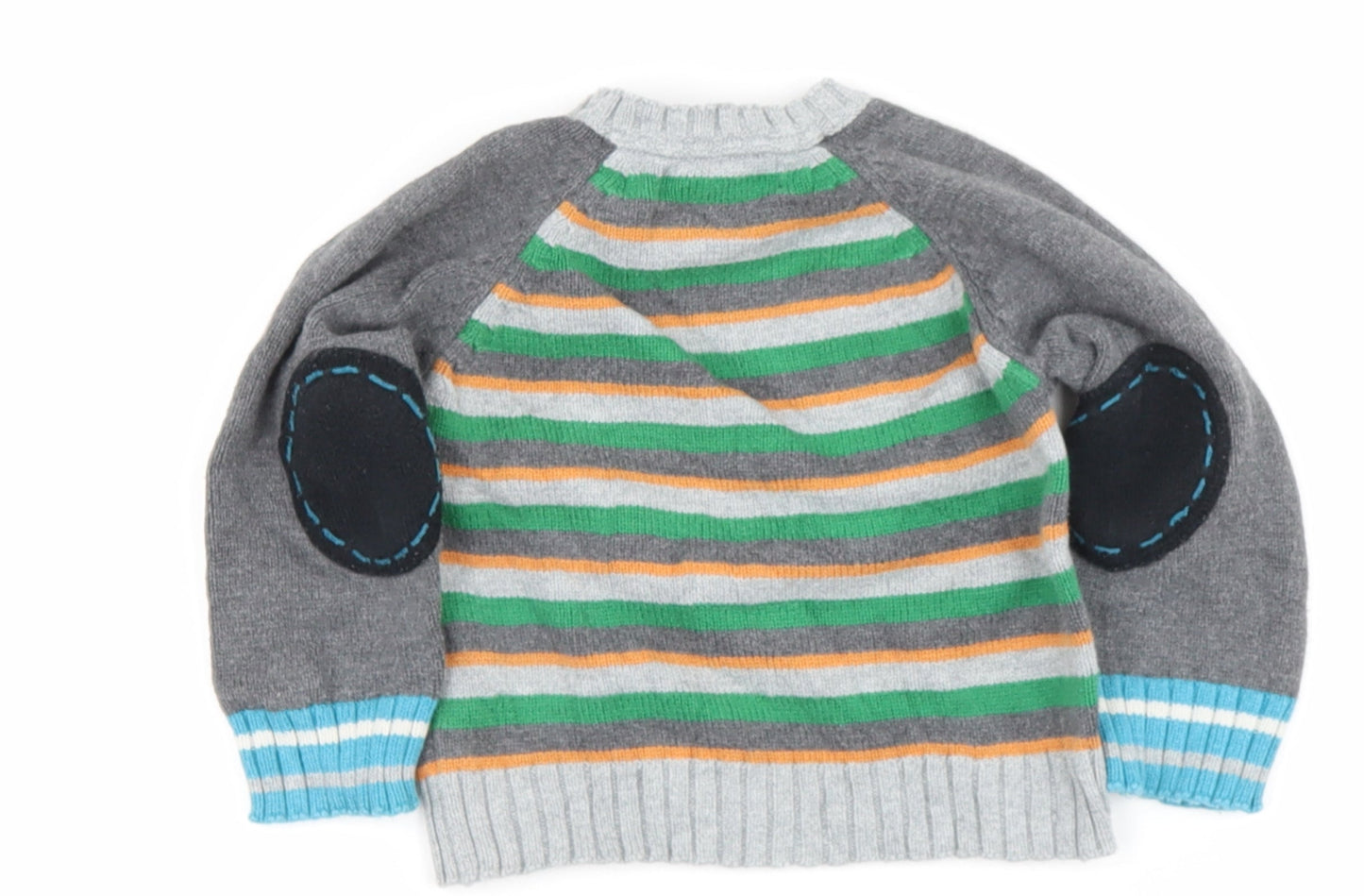 George  Grey Striped Cotton Cardigan Jumper