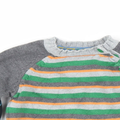 George  Grey Striped Cotton Cardigan Jumper