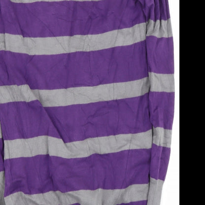 Chilli Pepper Womens Purple Scoop Neck Striped Viscose Pullover Jumper Size S