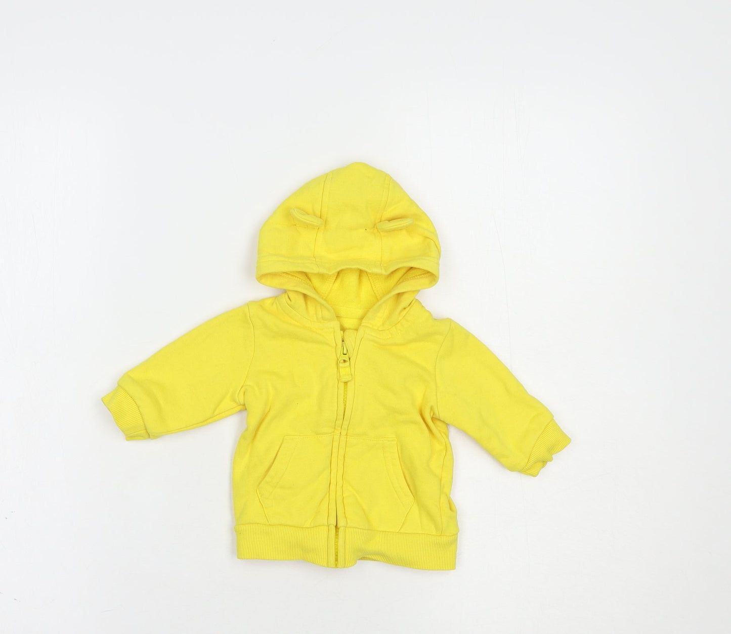George Baby Yellow  Cotton Full Zip Jumper Size 0-3 Months  Zip