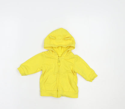 George Baby Yellow  Cotton Full Zip Jumper Size 0-3 Months  Zip