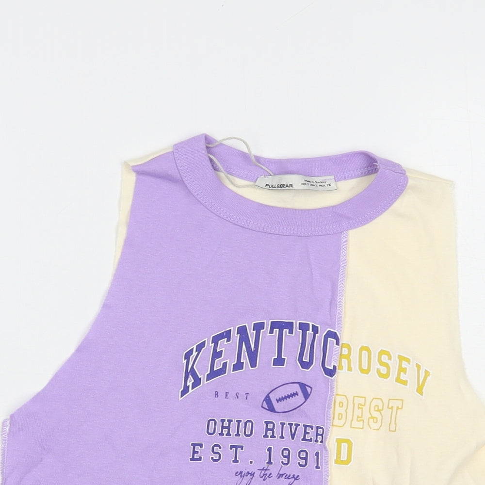 Womens UK Size S Pull & Bear Ivory Cropped Tank