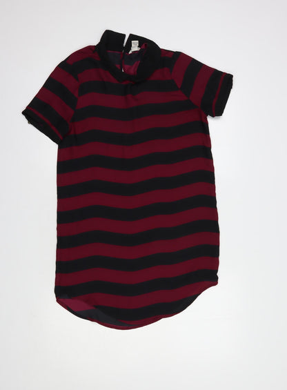 XXI Los Angeles Womens Purple Striped Polyester Tunic Blouse Size S Collared