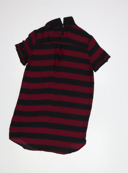 XXI Los Angeles Womens Purple Striped Polyester Tunic Blouse Size S Collared